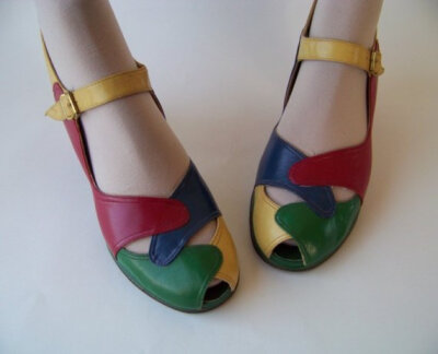 40年代由Etsy的AvantGarb Vtg的彩虹鞋 40&#39;s Vtg. Rainbow Shoes