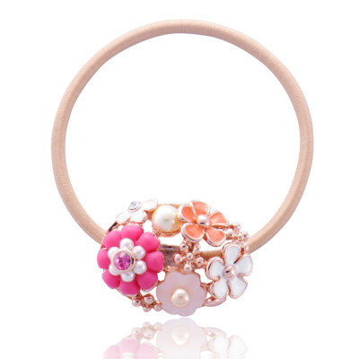 糖果色珍珠镶钻发带发圈松紧绳 女 花迎春发绳