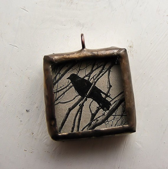 Crow Original Photo Soldered Pendant by HouseThatCrowBuilt on Etsy Crow Original Photo Soldered Pendant