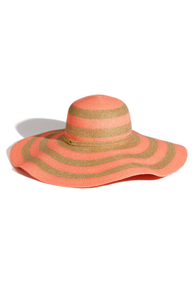 Juicy Couture stripe floppy paper straw hat