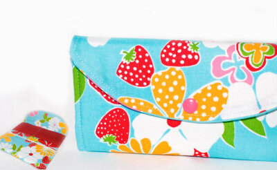 Wallet Vintage Strawberry and Daisy Print and by VintageToNew