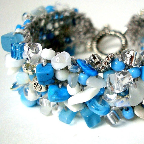 Bracelet Cool Waters EXCLUSIVE hand knit wearable by lapisbeach