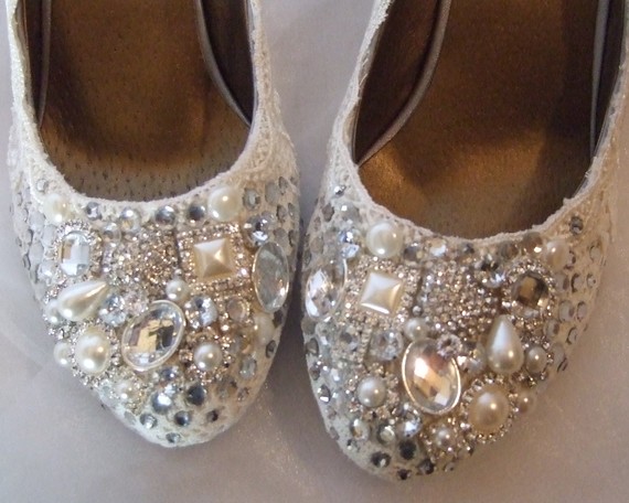 Twinkle Toes Lower heelvintage lace and by tlccreationsuk on Etsy Twinkle Toes Lower heel...vintage lace and Swarovski crystals and pearls