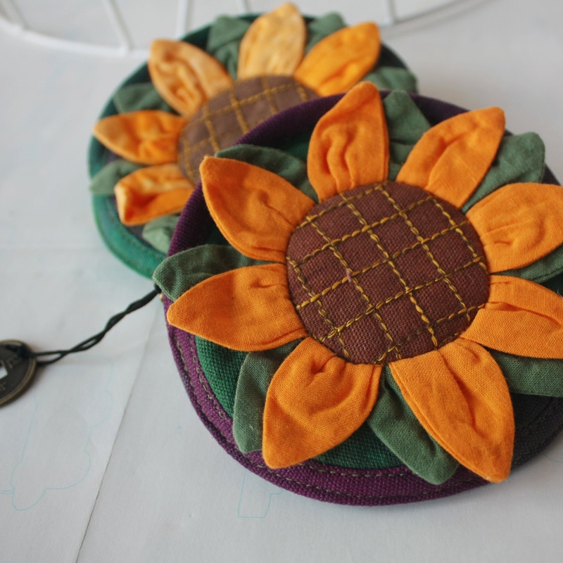 爱生活爱未来向日葵布艺小零钱包