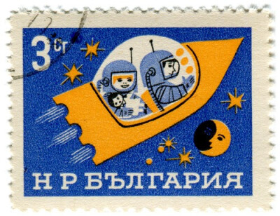 保加利亚的邮票更像儿童画，这是他们的一种期待，能飞翔太空