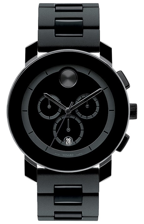 Movado Bold Large Black Bracelet Chronograph Watch Movado Bold 黑色经典款手表~ 有米有购买的冲动？