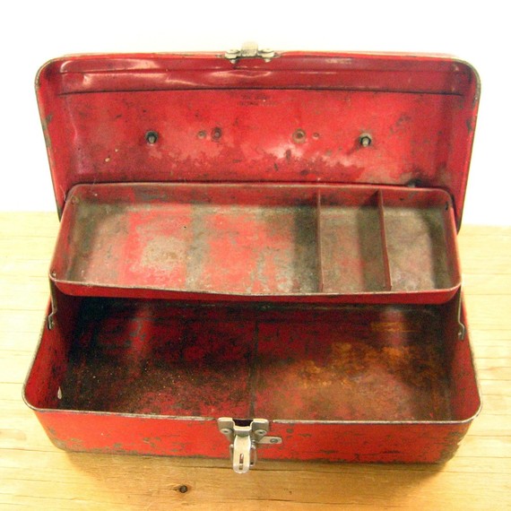 Vintage Metal Tool Tackle Box by glasspanic on Etsy Vintage Metal Tool Tackle Box