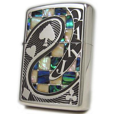 ZIPPO 盔甲系列 扑克牌 镶贝壳 A款