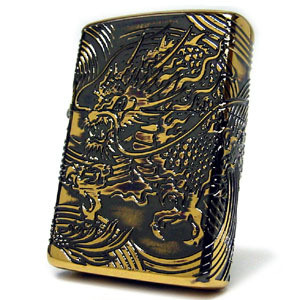 ZIPPO 盔甲机 龙 四面连续雕刻 墨金