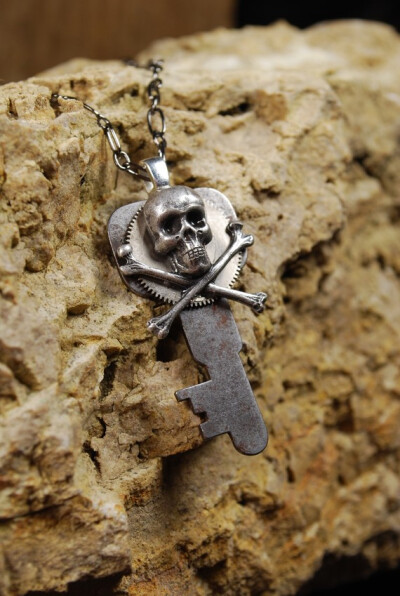 Steampunk Jewelry十分个性的骷髅挂件，男生应该佩戴一个