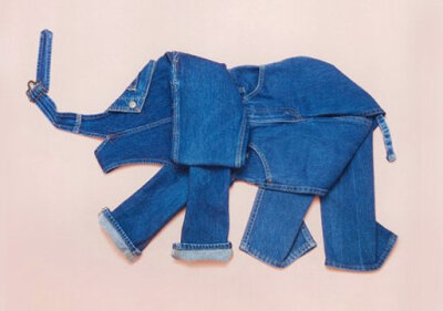 折牛仔衣的艺术 大象