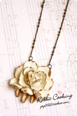 需订制【复古描金玫瑰花项链/锁骨链】by 小兔子闷饭特稀