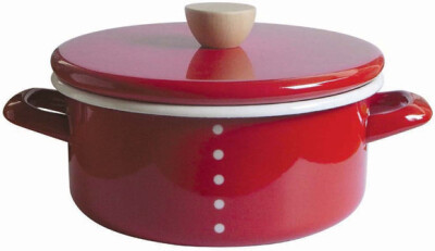 红色圆点搪瓷汤锅