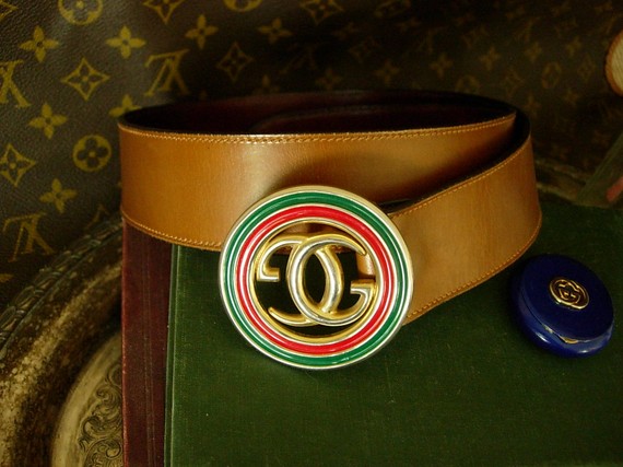 复古的腰带~很别致呢~！RARE Vintage GUCCI Red Green Enamel Belt PRETTY