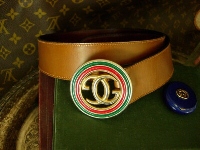 复古的腰带~很别致呢~！RARE Vintage GUCCI Red Green Enamel Belt PRETTY