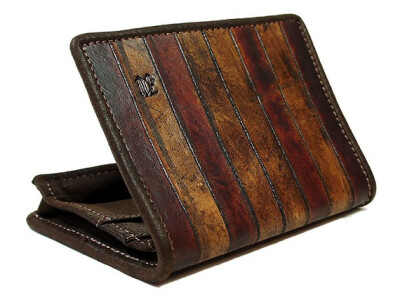 Trendy Leather Wallet Panel Brown 这是钱包，很复古吧