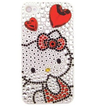  hello kitty iPhone 4 手机套 水晶红钻 白