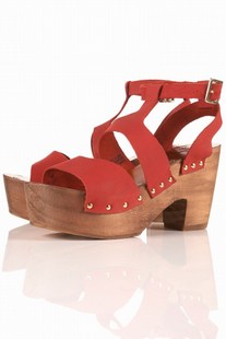 TOPSHOP 女大学生系列 中国木屐真皮高跟凉鞋