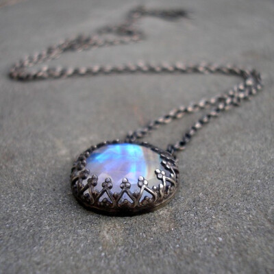 Moonstone and Sterling Silver Fire and Ice Necklace by lsueszabo Moonstone and Sterling Silver Fire and Ice Necklace