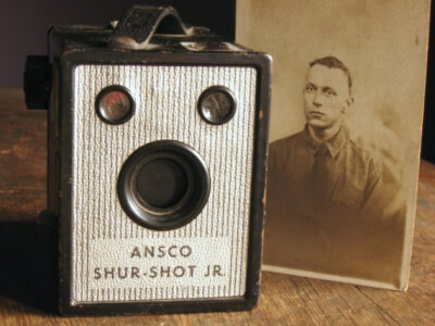 Vintage Camera Ansco ShurShot Junior 120木盒胶片相机