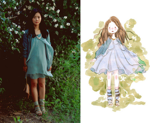 Topshop Ruffle Mint Dress, Zara Boots // &quot;Water Color&quot; by Nancy Zhang // LOOKBOOK.nu Topshop Ruffle Mint Dress, Zara Boots