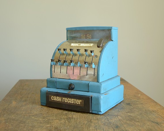 Vintage Blue Tom Thumb Toy Cash Register 玩具收银机