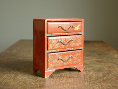 Vintage Handpainted Wood Jewelry Box 古早木质珠宝盒