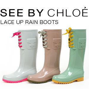 SEE BY CHLOE LACE UP RAIN BOOT 系带雨靴雨鞋