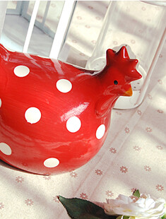 红色波点 陶瓷大公鸡 家居装修系列