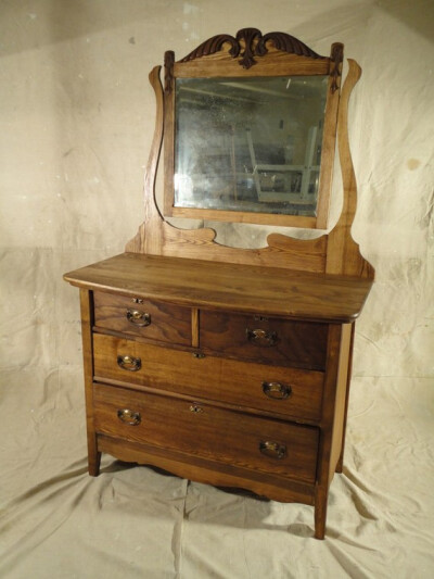 20世纪早期古董梳妆台，英国橡木 DutchTouchAntiques Antique Early 20th Century English Oak Dresser with Mirror-expertly refurbished