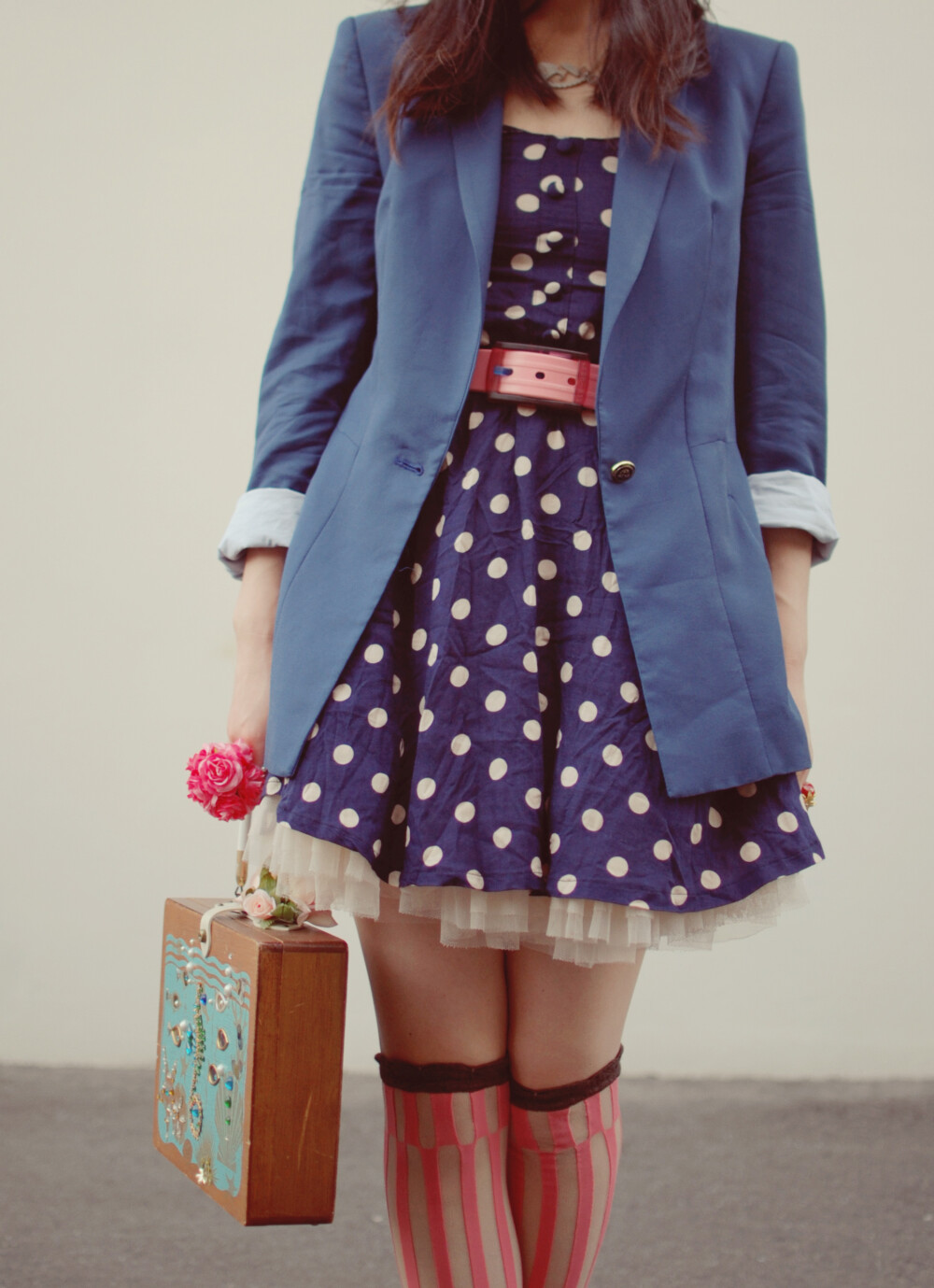 tinytoadstool polka dots with pink stripe