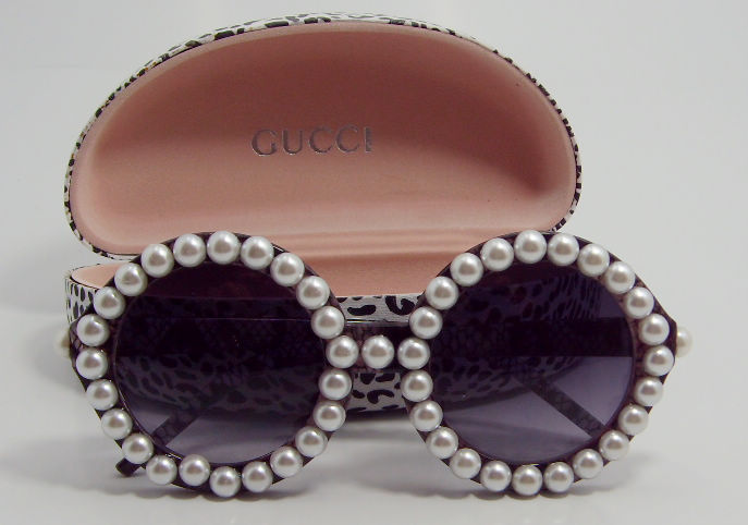 ladygaga经典时尚 全框包花加镶63颗珍珠太阳镜潮流必备