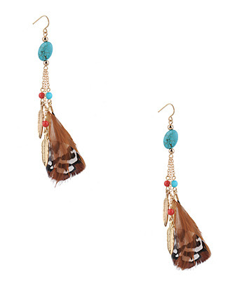 FOREVER21 美国代购 Long Bohemian Earrings 羽毛耳环