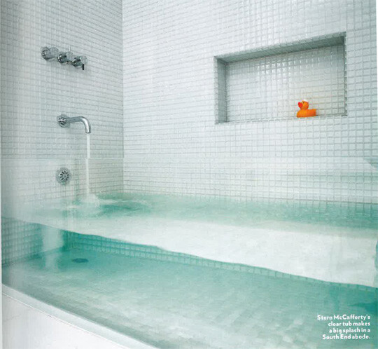 Make a Big Splash: Clear Glass Tub Boston Home Magazine | Apartment Therapy Boston 052611sternmccaffertySEtub.jpg