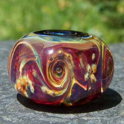 Handmade Boro Lampwork Glass Bead Crimson Dream by BurkhartBeads Handmade Boro Lampwork Glass Bead (Crimson Dream) Focal