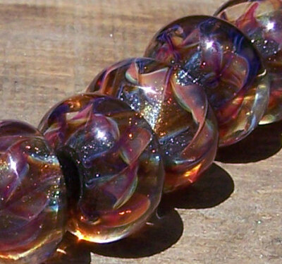 Handmade Boro Lampwork Glass Beads Set Sparkling by BurkhartBeads Handmade Boro Lampwork Glass Beads Set (Sparkling Spirals) Set