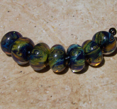 Handmade Boro Lampwork Glass Beads Set Sea by BurkhartBeads Handmade Boro Lampwork Glass Beads Set (Sea serpent) Set