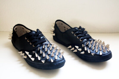 Spiked Faux Leather Plimsolls Black by VileBroccoliFur on Etsy Spiked Faux Leather Plimsolls - Black