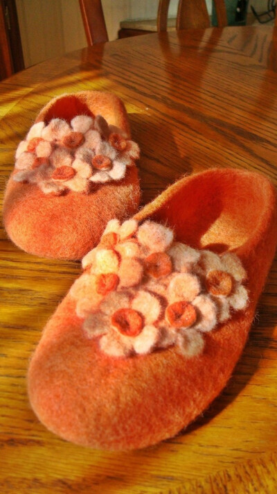 Felted Slippers Orange flower decorated by Grazim on Etsy Felted Slippers Orange, flower decorated