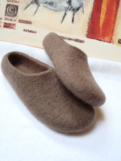 Felted slippers brown Unisex by Grazim on Etsy Felted slippers brown Unisex
