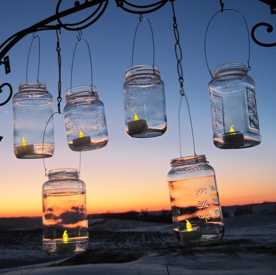 Mason Jar Lanterns 6 Clear Party Luminaries by treasureagain - wanelo 这张够清楚了 可以DIY铁艺玻璃蜡烛灯了~