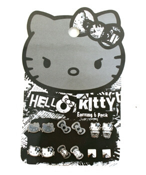 HELLO KITTY 特价 可爱 6装耳钉，这个性价比很高诶，有六对呢~