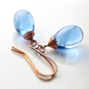 皇室蓝 古董琉璃珠耳环。夏季的爱～