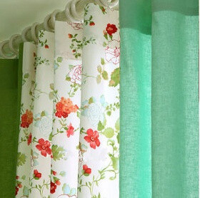 田园风繁华拼接浪漫装饰窗帘，真的很小清新~~~可以考虑换窗帘了