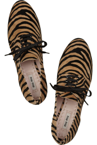 MIU MIU Zebra-print suede brogues