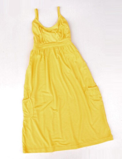 黄色口袋棉裙