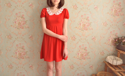 补单。无法忽视的红。优质娃娃款连衣裙。