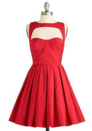红色复古裙子
