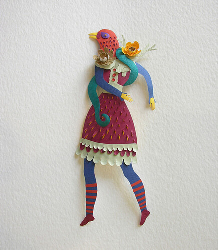 Girl-Bird (paper sculpture)