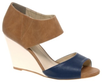 ASOS 双色套脚露趾坡跟凉鞋